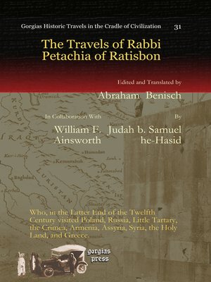 cover image of The Travels of Rabbi Petachia of Ratisbon